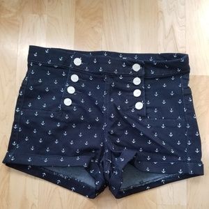 High Waist Dark Blue Shorts